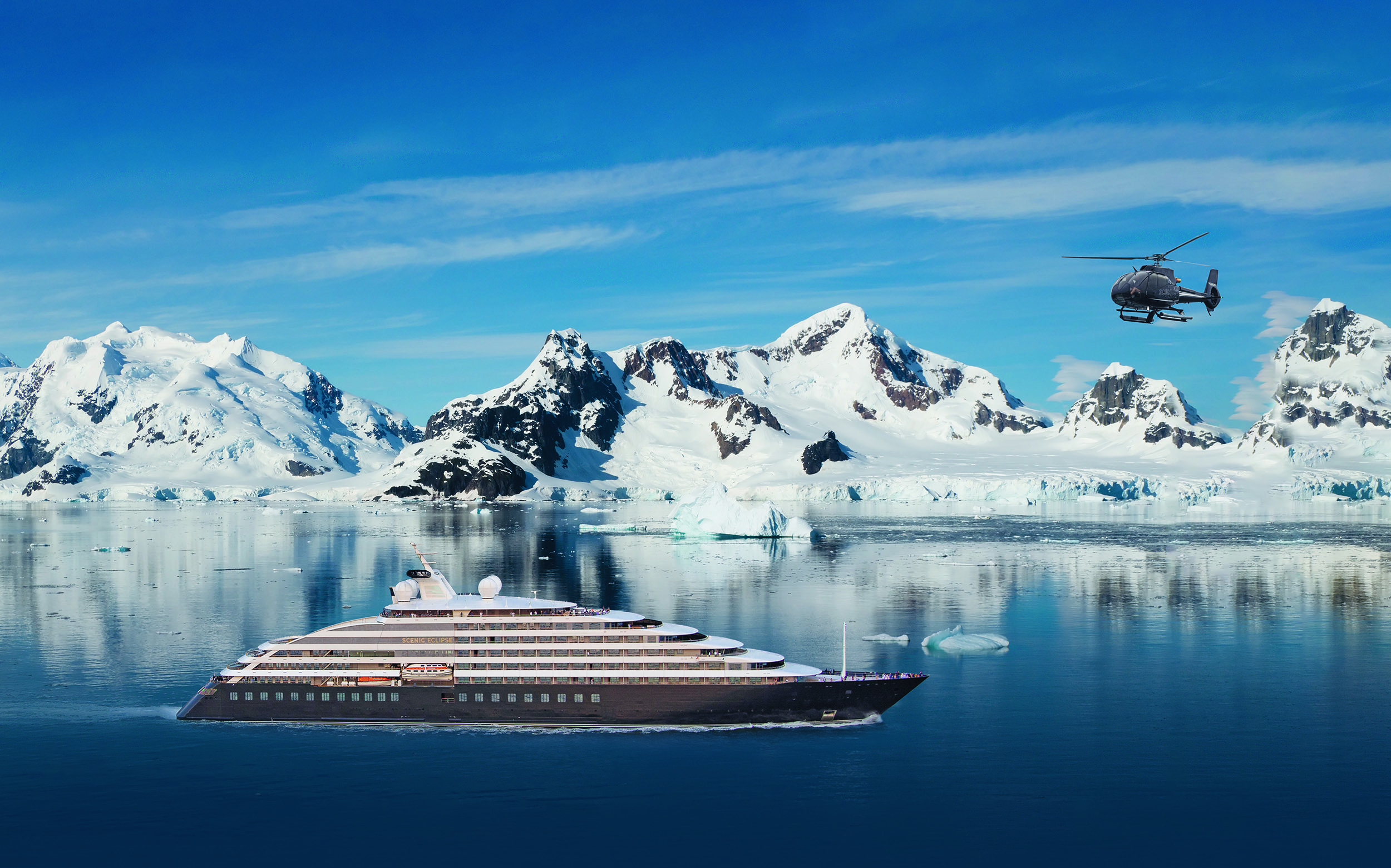 View of mountain peaks in Paradise Bay Antarctica